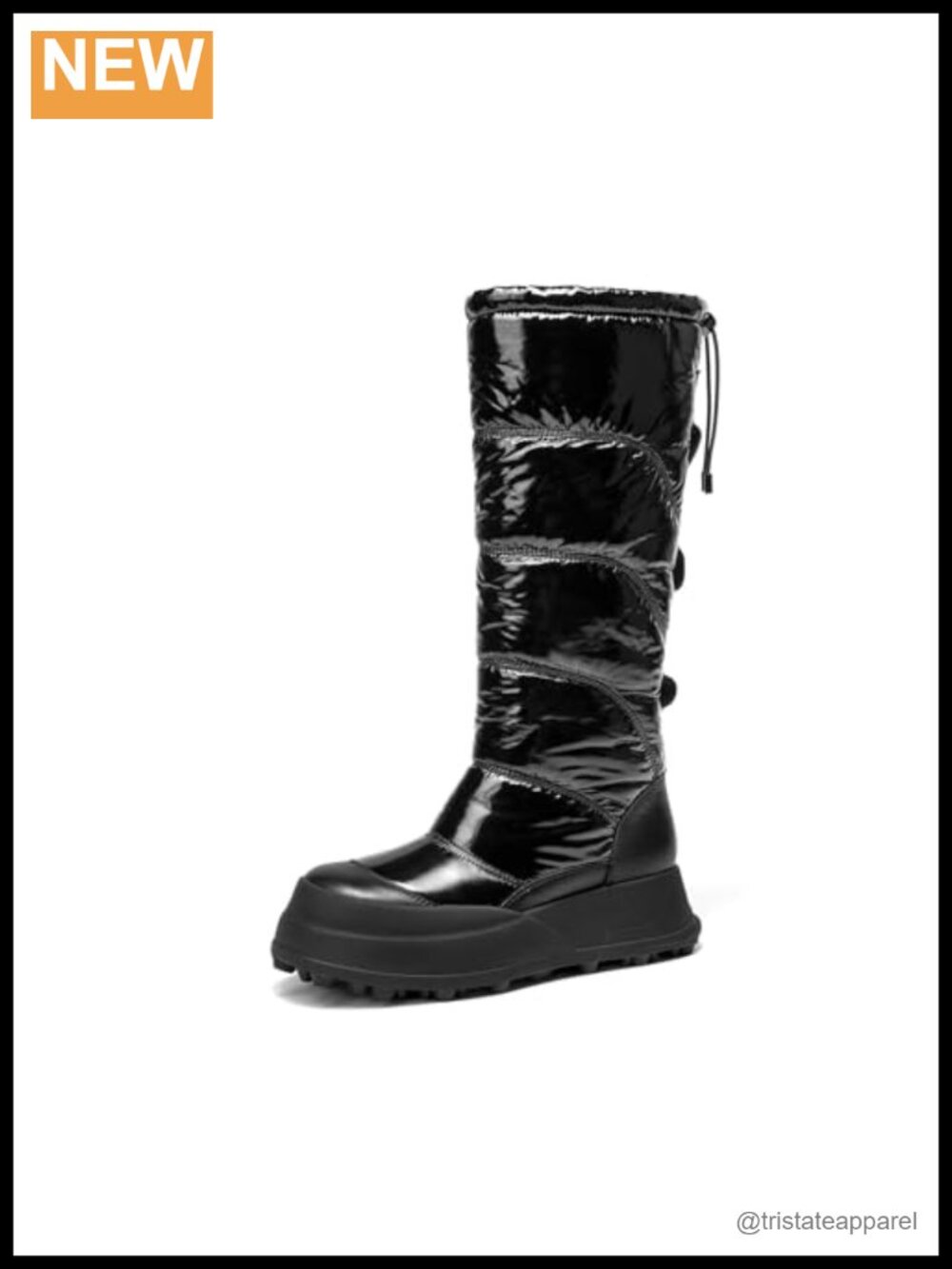 Women's Waterproof Leather Knee High Winter Snow Boots, Round Toe Platform